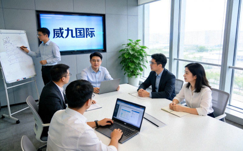 威九國(guó)際團(tuán)隊(duì)在現(xiàn)代化辦公室協(xié)作工作場(chǎng)景